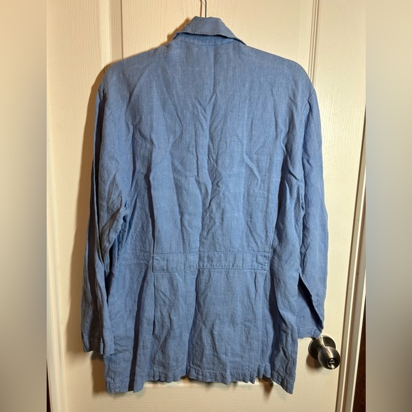 Vintage Camille & Co Women's Blue Button-Up Top - 100% Linen - Size Large - Picture 5 of 11